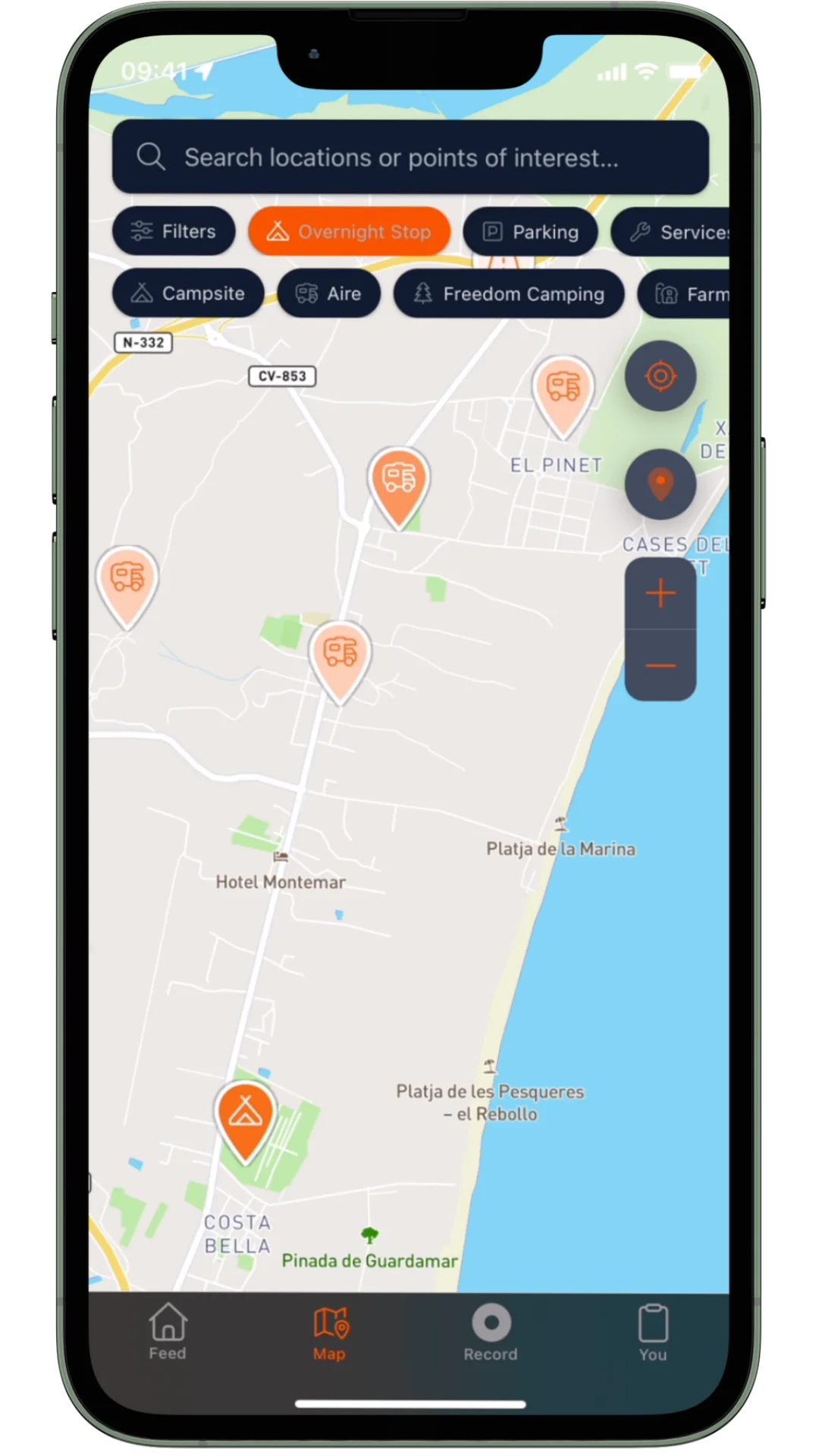 EveryVoyage category and overnight stop filters