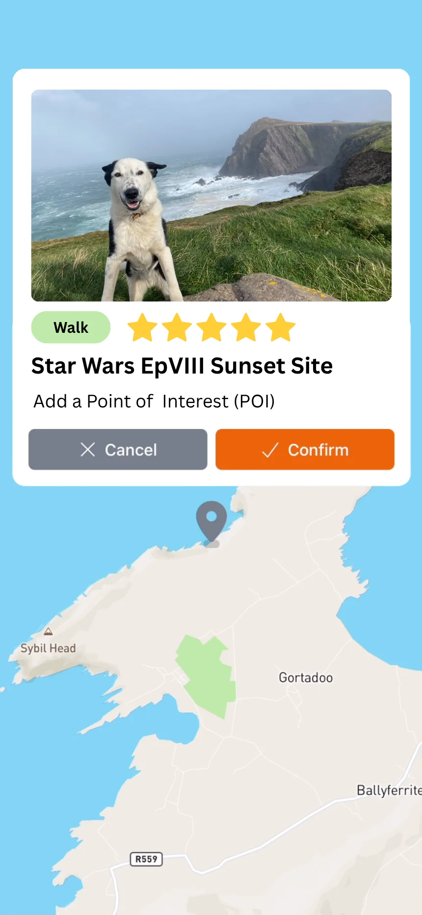EveryVoyage place update with a rating and recent information